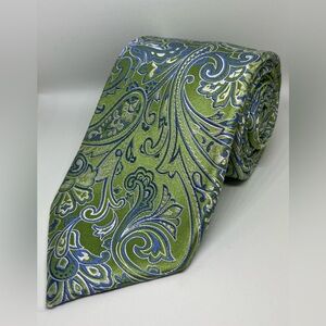 Croft & Barrow 100% Silk  Green & Blue Paisley Designer Tie 59” x 3.25”